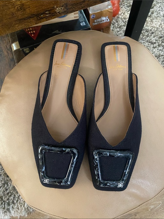 Sam Edelman Shoes - Sam Edelman Black Square-Toe Slip-On Mules with Decorative Buckle size 6.5